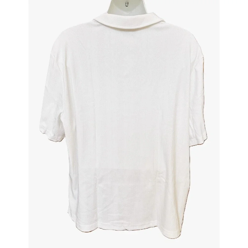 Banana Republic Men's Textural Striped Open Collar White Polo Size XXL Tall